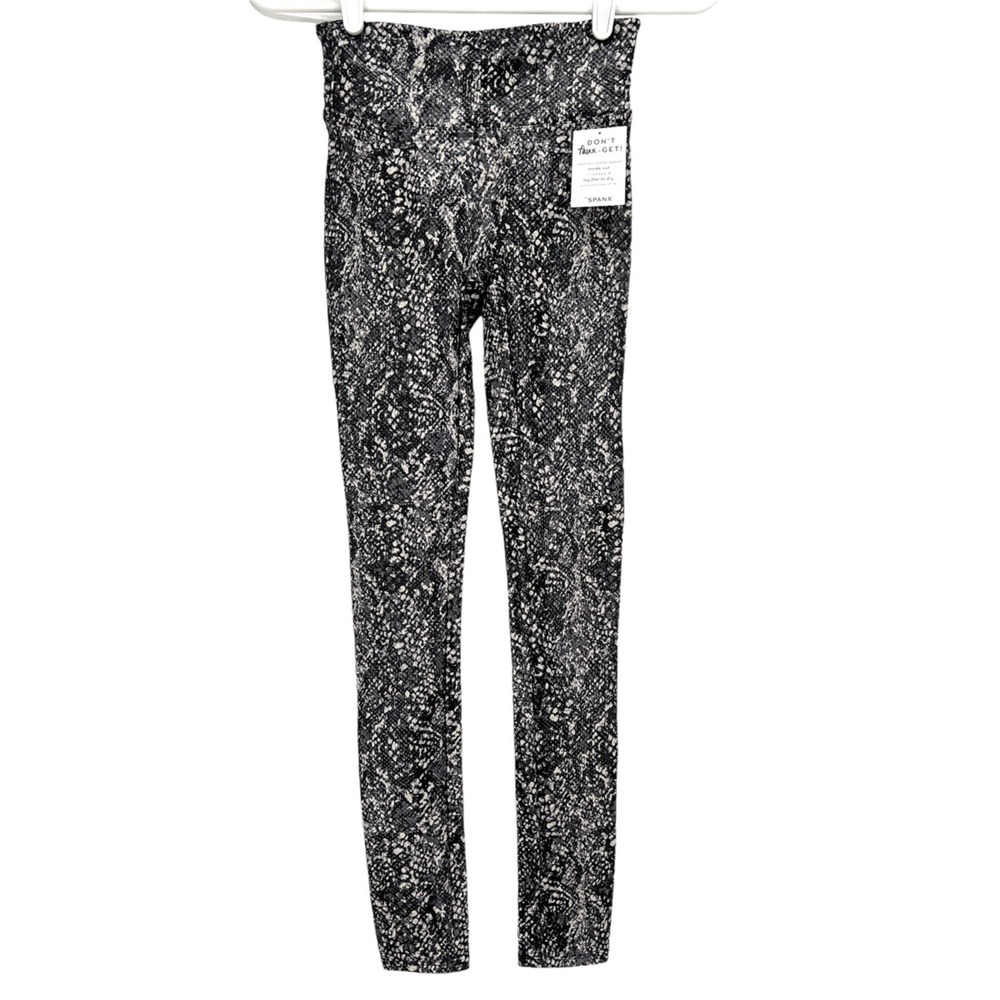 NWT SPANX Women's Faux Leather Snake Shine Grey Leggings Size XS